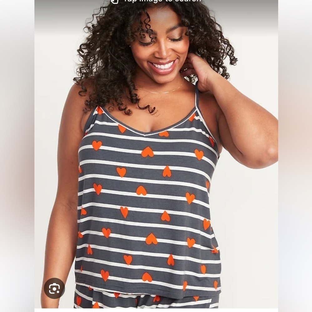 Old Navy 2X Blue Pajama Top with Red Hearts